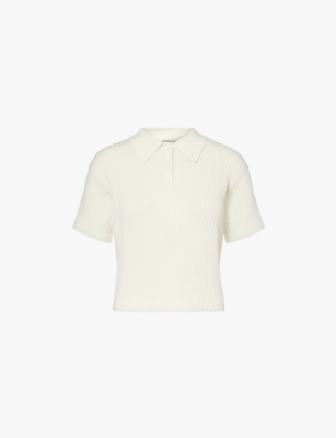 ADANOLA: Relaxed-fit ribbed cotton-knitted polo shirt