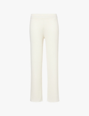 ADANOLA: Relaxed-fit mid-rise cotton-knitted trousers