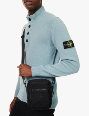 STONE ISLAND: Logo Embroidered Shell Cross-Body Bag