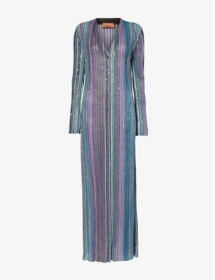 MISSONI: Sequin-embellished stripe-print knitted cardigan