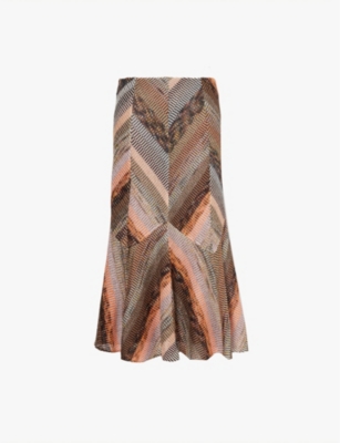 Shop Missoni Womens Multicolor Space-dyed Metallic-stripe Flared-hem Knitted Midi Skirt