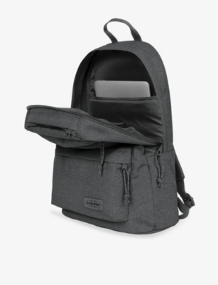 Shop Eastpak Womens Black Denim Padded Double Logo-patch Shell Backpack
