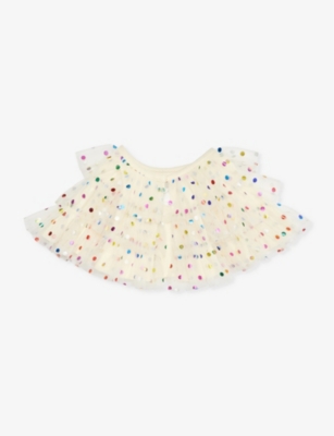 BOB & BLOSSOM: Polka-dot ruffled woven cape 3-6 years