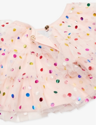BOB & BLOSSOM: Polka-dot ruffled woven cape 3-6 years