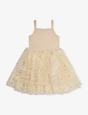 Shop Bob & Blossom Girls Gold Kids Sparkle-embellished Tutu Cotton-blend Dress 1-6 Years