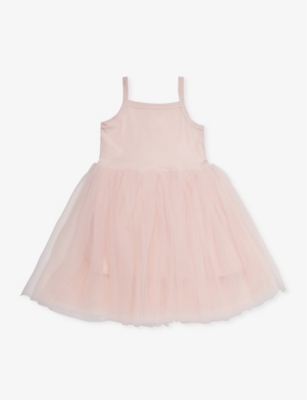 Shop Bob & Blossom Ushing Pink Tutu-skirt Square-neck Cotton-blend Dress 1-8 Y In Blushing Pink