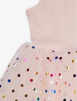 Shop Bob & Blossom Pink Spot Polka-dot-print Tutu Cotton-blend Dress 1-8