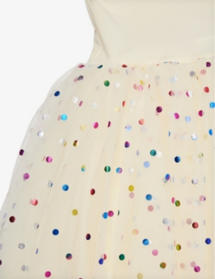 BOB & BLOSSOM POLKA-DOT-PRINT TUTU COTTON-BLEND DRESS 1-8 YEARS VANILLA SPOT 