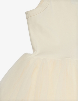 BOB & BLOSSOM TUTU-SKIRT SQUARE-NECK COTTON-BLEND DRESS 1-8 YEARS VANILL 