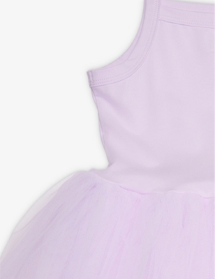 BOB & BLOSSOM LILAC TUTU-SKIRT SQUARE-NECK COTTON-BLEND DRESS 1 