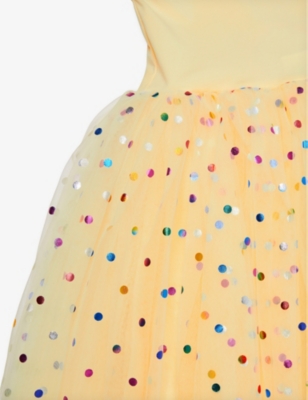Shop Bob & Blossom Polka-dot-print Tutu Cotton-blend Dress 1-8 Years Lemon Spot