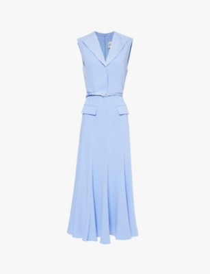 ROLAND MOURET: Sleeveless slim-fit woven-blend midi dress