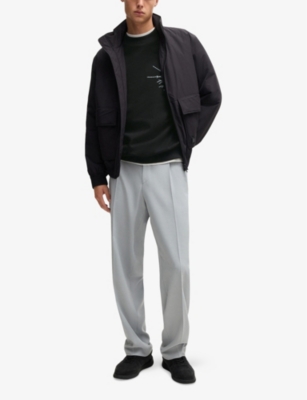 Hugo Boss Cotton-terry Relaxed-fit Sweatshirt With Seasonal Prints In Black