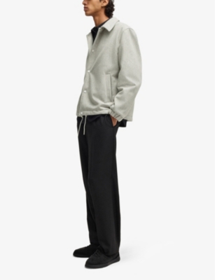 Hugo Boss Regular-fit Padded Coach Jacket In A Wool Blend In Natural