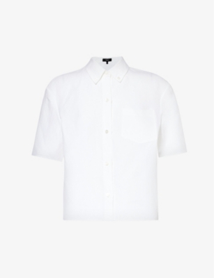 THEORY: Crosshatch-weave relaxed-fit linen shirt