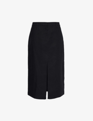 Shop Theory Women's Black Darted Regular-fit Linen Midi Skirt