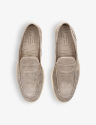 John Lobb Pace Slip-on Suede Loafers In Grey/dark