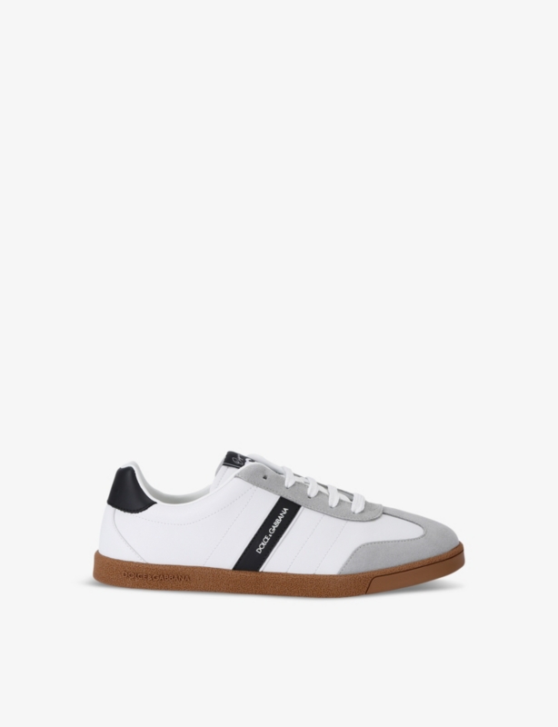 Kids' branded leather low-top trainers
