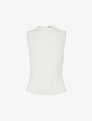 WHISTLES: Plisse round-neck sleeveless stretch-woven top
