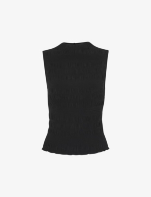 WHISTLES: Plisse round-neck sleeveless stretch-woven top