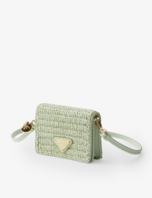 PRADA: Brand-plaque crochet card holder