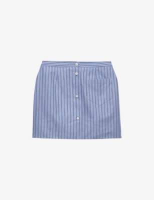 PRADA: Striped patch-pocket cotton mini skirt