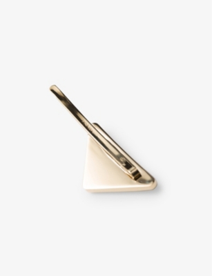 PRADA: Logo-plaque gold-toned metal hair clips set of two