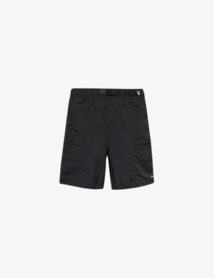 Obey Mens Black Route Brand-patch Regular-fit Woven Shorts
