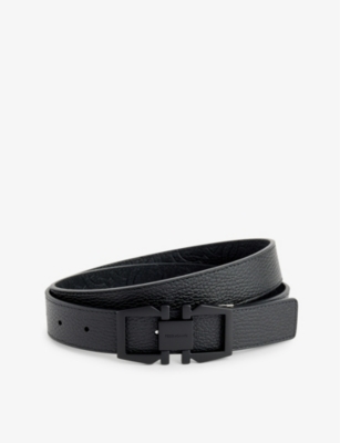 Ferragamo Mens Nero Engraved Leather Belt