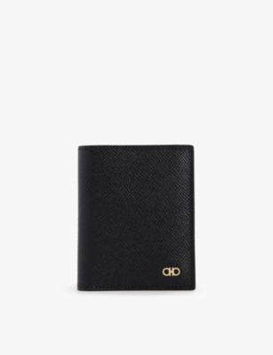 Ferragamo Nero Micro Gancio Logo-embellished Leather Card Holder