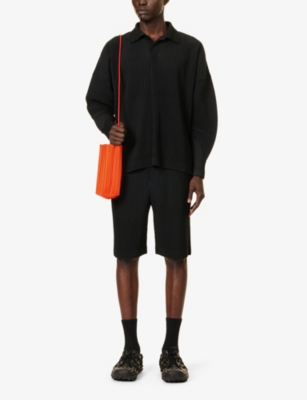 HOMME PLISSE ISSEY MIYAKE: Pleated relaxed-fit knitted polo shirt