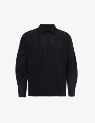 HOMME PLISSE ISSEY MIYAKE: Pleated relaxed-fit knitted polo shirt