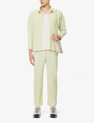 ISSEY MIYAKE NS SOUR GREEN MC NOVEMBER RELAXED-FIT STRAIGHT-LEG KNITTED TROUSERS 