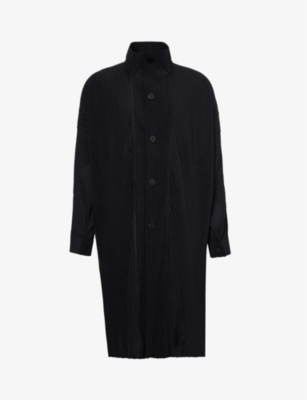 HOMME PLISSE ISSEY MIYAKE: Pleated funnel-neck knitted coat