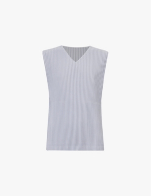 Shop Issey Miyake Ns Mole Gray August Pleated Relaxed-fit Knitted Vest