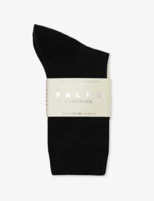 Falke Womens Black Branded Knitted Socks In Black