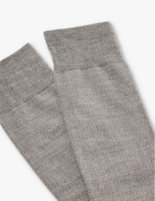 Shop Falke Womens  Softmerino Stretch Wool-blend Knee-length Socks In Light Grey Mel.