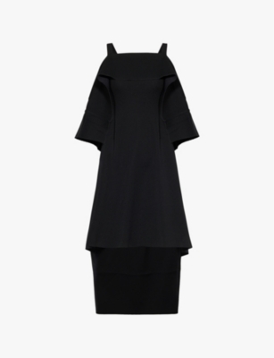 Shop Cfcl Womens  Milan Draped Knitted Midi Dress In Black