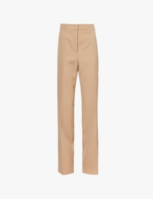 Jil Sander Regular-fit Pressed-creases Wool Trousers In Clay