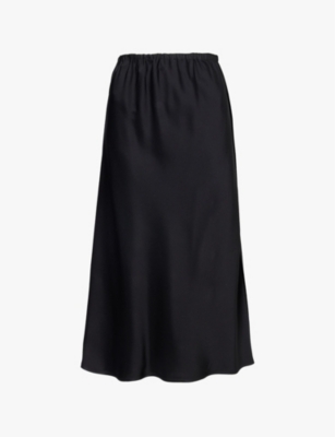 JIL SANDER: Satin-textured high-waist woven-blend midi skirt