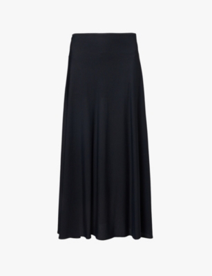 JIL SANDER: Flared-hem high-waist woven-blend midi skirt