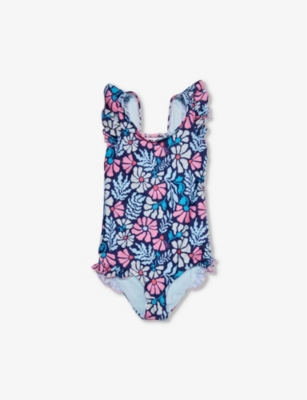 BOARDIES: Mellow frill-trim graphic-print recycled-polyester swimsuit 3-8 years