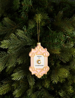 SELFRIDGES EDIT: Press For Champagne Button Glass Christmas decoration 12cm