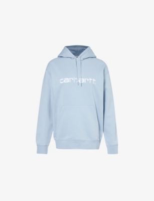 Carhartt Wip Womens Misty Sky White Brand-embroidered Cotton-blend Hoody In Misty Sky  White