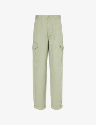 Carhartt Wip Womens Misty Green Collins Tapered-leg Mid-rise Organic-cotton Trousers