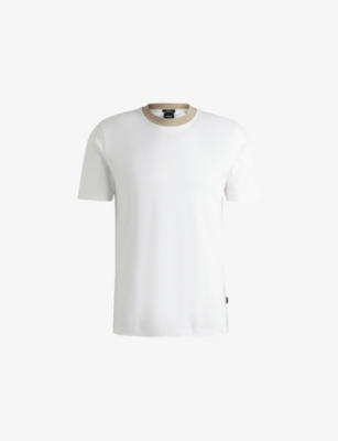 BOSS: Striped-trim slim-fit cotton-jersey T-shirt