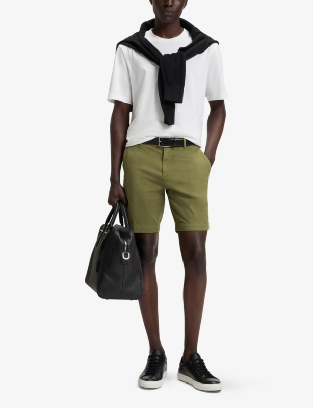Slip-Pocket Straight-Leg Slim-Fit Stretch-Cotton Shorts