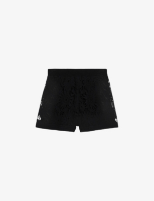 TED BAKER: Ableyyy floral-crochet high-rise knitted shorts