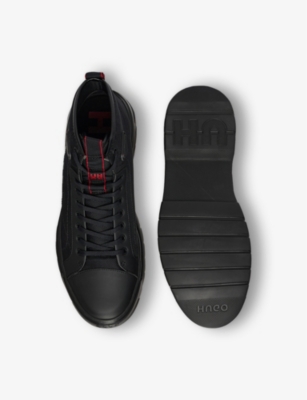 HUGO: Brand-print recycled-polyester high-top trainers