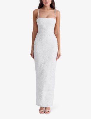 HOUSE OF CB: Eva floral-pattern stretch-lace maxi dress
